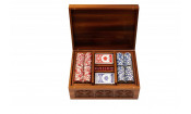 Набор покерный: 500 фишек, две колоды карт и кости в ларце из мореного дуба