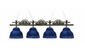 Лампа Лео II 4пл. клен (Авт. № 2,бархат синий,бахрома синяя,фурнитура золото)