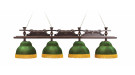 Лампа Император 4пл, ясень (№7,бархат зеленый,бахрома желтая,фурнитура золото)