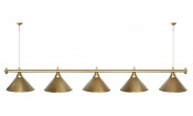 Лампа STARTBILLIARDS 5 пл. (плафоны коричневые,штанга коричневая,фурнитура золото)