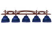 Лампа Венеция 5пл. ясень (№1,бархат синий,бахрома синяя,фурнитура золото)