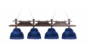 Лампа Император 4пл. клен (№2,бархат синий,бахрома синяя,фурнитура золото)