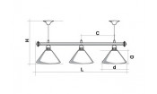 Лампа STARTBILLIARDS 3 пл. (плафоны коричневые,штанга красная,фурнитура золото)