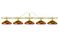 Лампа на пять плафонов "Classic Colorful" (витая золотистая штанга, цветной плафон D44см)